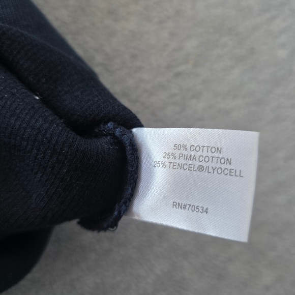 Orvis Mens XL Navy Blue Textured Quarter Zip Pullover Sweater Fish Logo - Picture 5 of 8